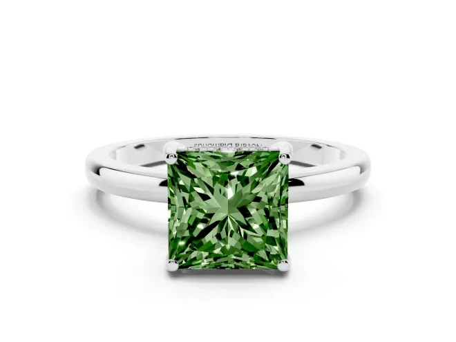 Princess Cut Engagement Ring Setting for a Fancy Green Lab-Grown Diamond | Hidden Halo | Platinum