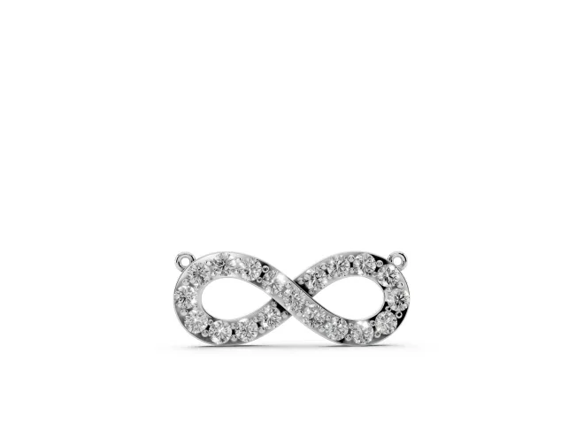 Round Lab-Grown Diamond Pavé Infinity Pendant Necklace | Side Chain Rings | Sterling Silver