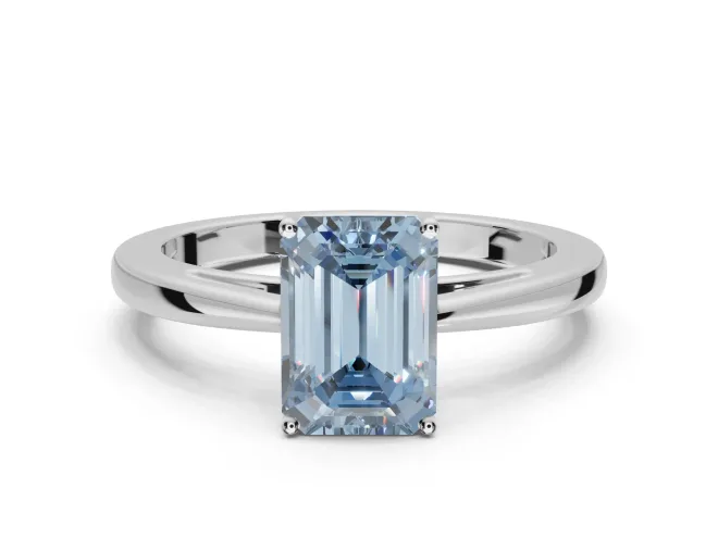 Emerald Cut Cathedral Engagement Ring Setting for a Fancy Blue Lab-Grown Diamond | Sterling Silver - Design NV-24626
