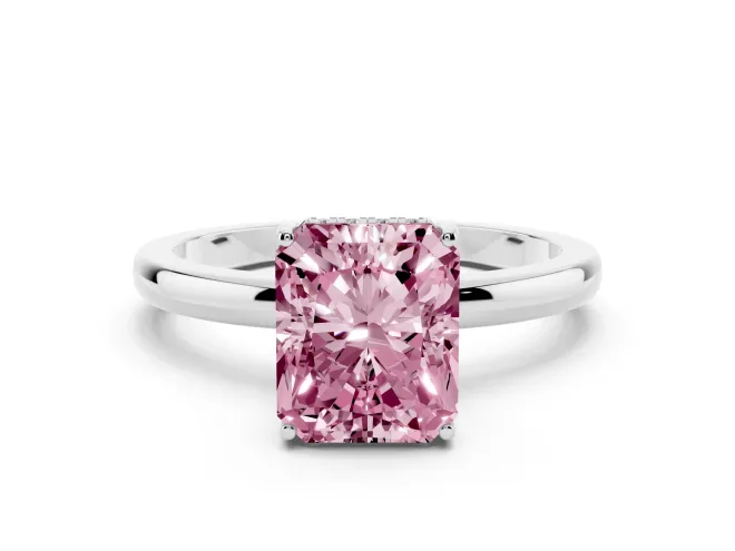 Radiant Cut Engagement Ring Setting for a Fancy Pink Lab-Grown Diamond | Hidden Halo | Platinum