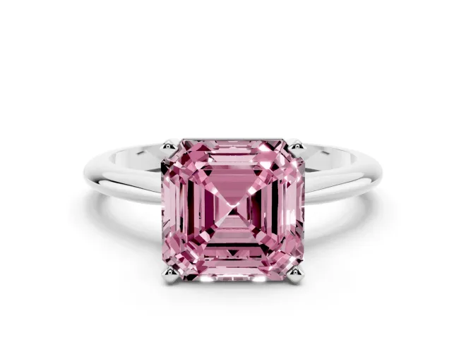 Asscher Cut Engagement Ring Setting for a Fancy Pink Lab-Grown Diamond | White Gold