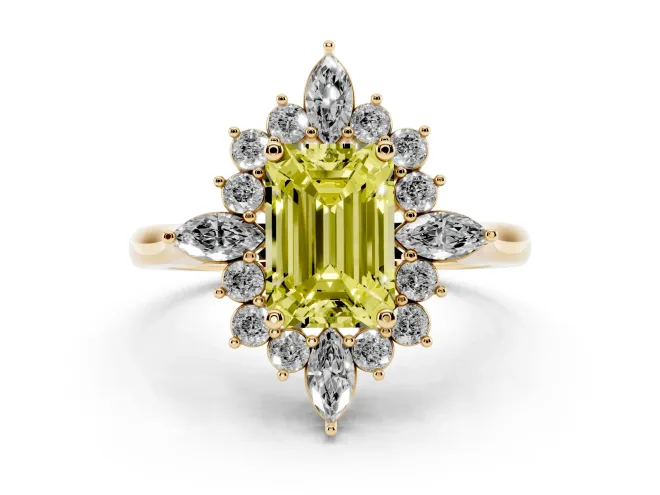 Emerald Cut Engagement Ring Setting for a Fancy Yellow Lab-Grown Diamond | Yellow Gold - Design NV-24790