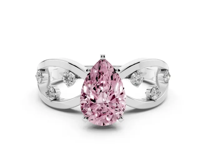 Pear-Shaped Loop Engagement Ring Setting for a Fancy Pink Lab-Grown Diamond | White Gold