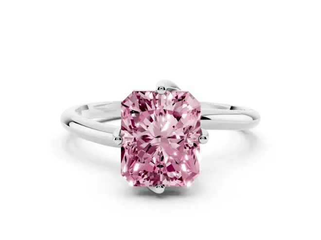Radiant Cut Bypass Solitaire Engagement Ring Setting for a Fancy Pink Lab-Grown Diamond | White Gold