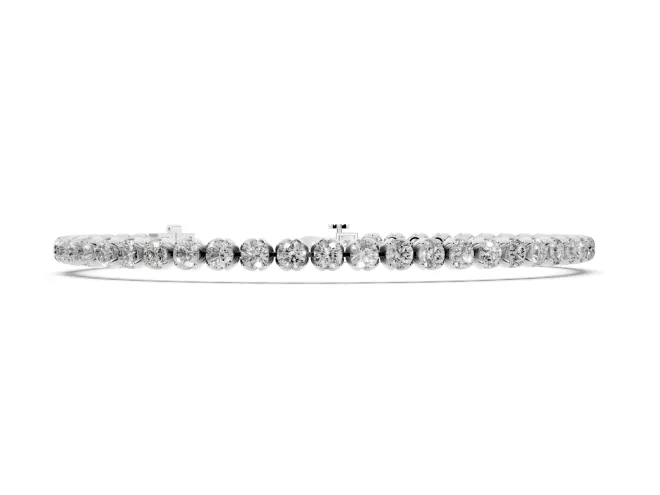 Round Lab-Grown Diamond Tennis Bracelet | Claw Prong Baskets | White Gold