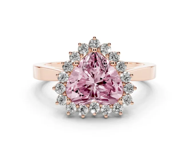 Heart-Shaped Scalloped Halo Engagement Ring Setting for a Fancy Pink Lab-Grown Diamond | Rose Gold