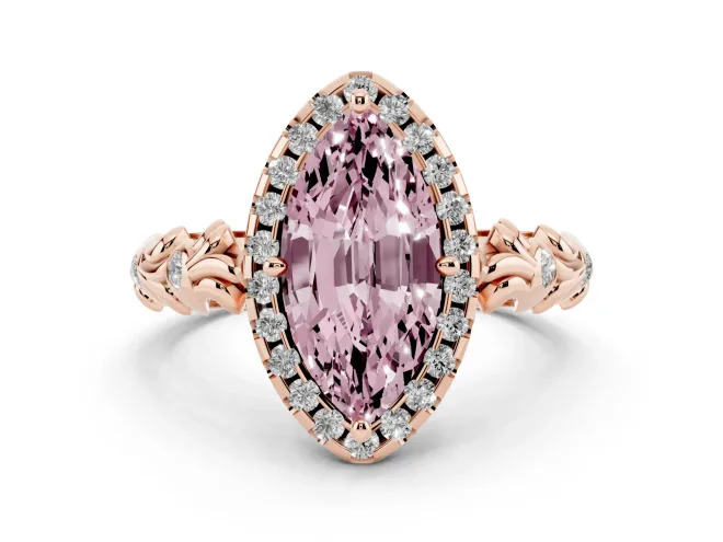 Marquise Leaf Halo Engagement Ring Setting for a Fancy Pink Lab-Grown Diamond | Rose Gold
