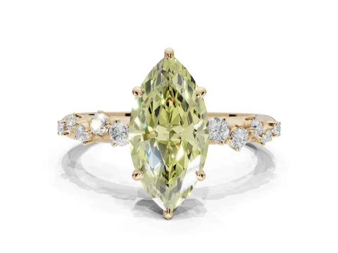 Marquise Graduated Solitaire Engagement Ring Setting for a Fancy Yellow Lab-Grown Diamond | Yellow Gold