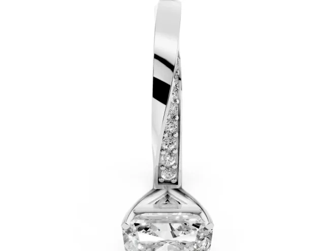 Radiant Cut Diamond Engagement Ring Set in Platinum with Side Stone Accents and Prong Setting
