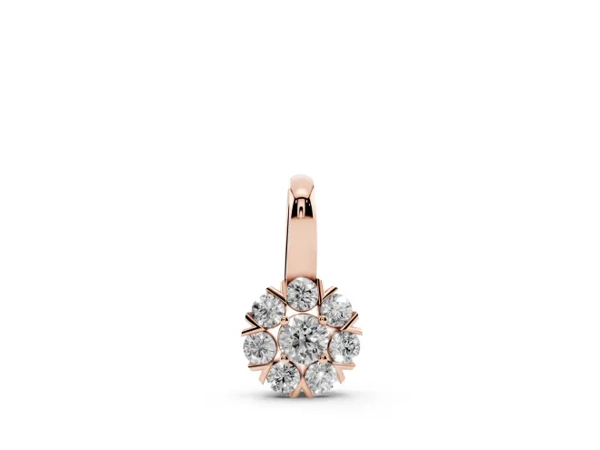Round Lab-Grown Diamond Floral Cluster Pendant Necklace | Petal Halo | Rose Gold