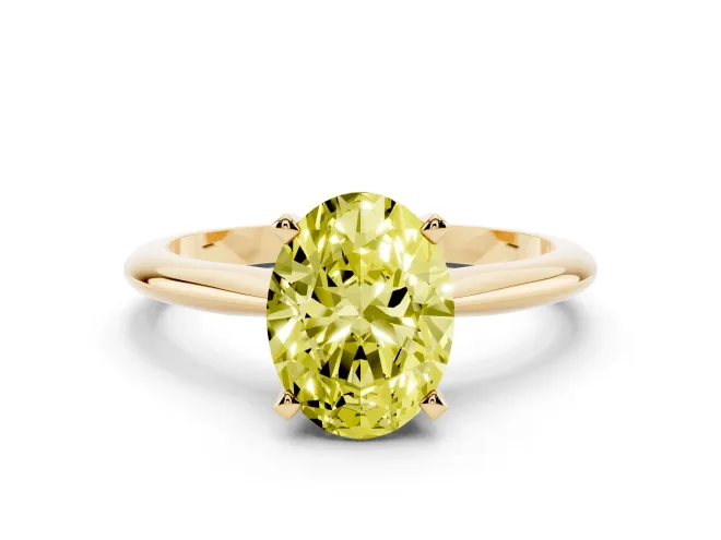 Oval Solitaire Engagement Ring Setting for a Fancy Yellow Lab-Grown Diamond | Yellow Gold