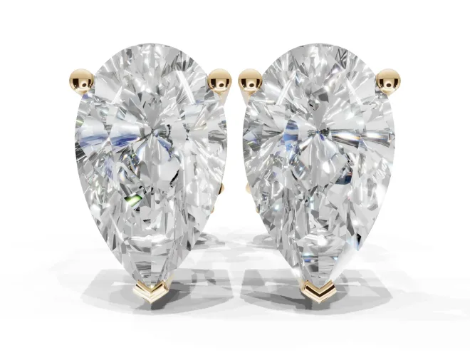 Radiant Cut Lab-Grown Diamond Solitaire Basket Stud Earrings | Open Gallery | Yellow Gold
