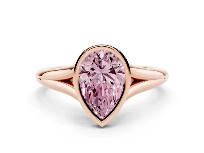 Pear-Shaped Bezel Engagement Ring Setting for a Fancy Pink Lab-Grown Diamond | Rose Gold