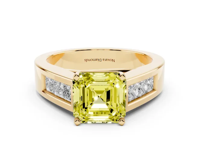 Asscher Cut Channel-Set Engagement Ring Setting for a Fancy Yellow Lab-Grown Diamond | Yellow Gold