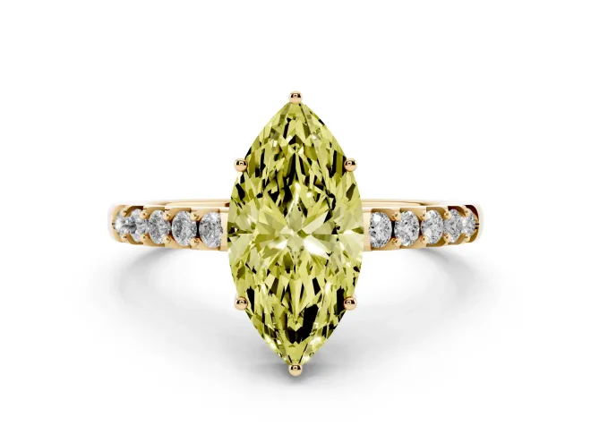 Marquise Engagement Ring Setting for a Fancy Yellow Lab-Grown Diamond | Yellow Gold - Design NV-24649