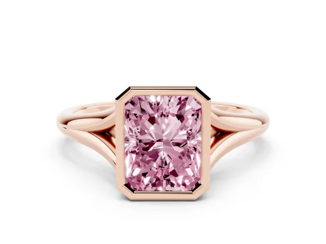 Radiant Cut Bezel Engagement Ring Setting for a Fancy Pink Lab-Grown Diamond | Rose Gold
