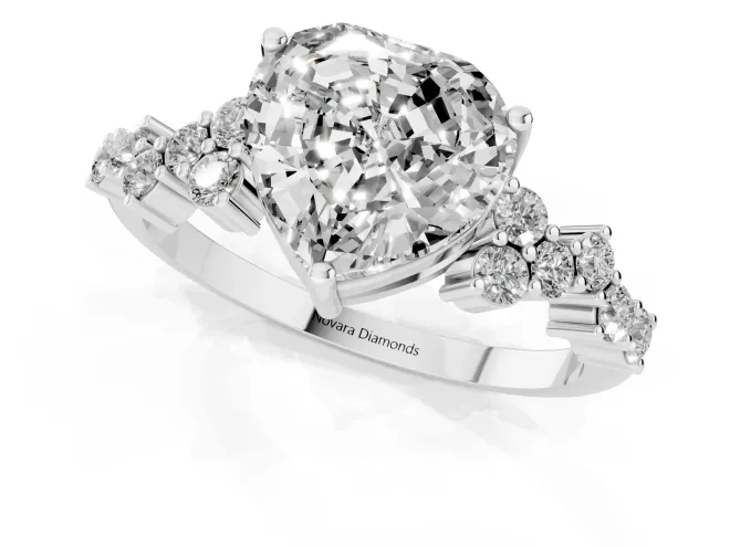 Heart Cut Diamond Ring Set in White gold with Scattered Round Accents – second view