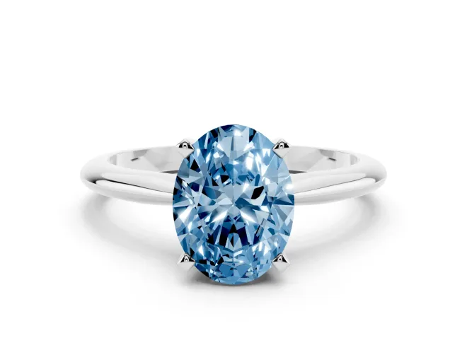 Oval Solitaire Engagement Ring Setting for a Fancy Blue Lab-Grown Diamond | White Gold