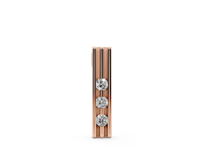 Round Lab-Grown Diamond Three-Stone Bar Pendant Necklace | Channel Set | Rose Gold