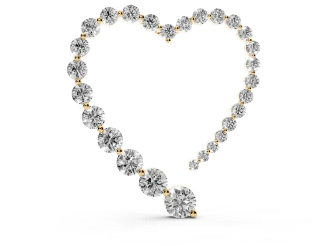 Round Lab-Grown Diamond Open Heart Pendant Necklace | Stone Outline | Yellow Gold