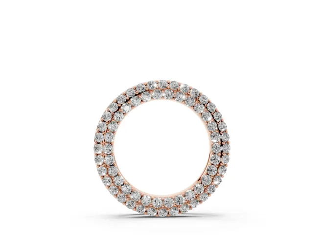 Round Lab-Grown Diamond Double Row Pavé Circle Pendant Necklace | Polished Rim | Rose Gold