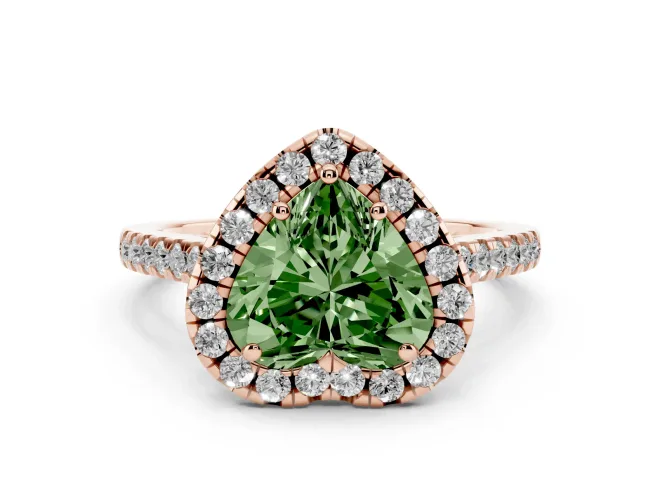 Heart-Shaped Raised Halo Engagement Ring Setting for a Fancy Green Lab-Grown Diamond | Rose Gold