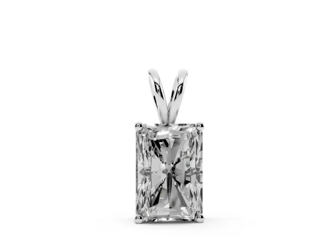 Radiant Cut Lab-Grown Diamond Solitaire Pendant Necklace | Split Bail | Sterling Silver
