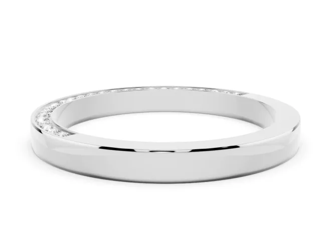 Round Diamond Pavé Channel Band Set in Platinum with Smooth Profile