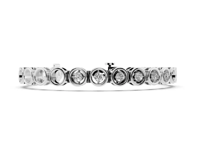 Round Lab-Grown Diamond Open Circle Link Bracelet | Floating Prong Set Stones | Sterling Silver