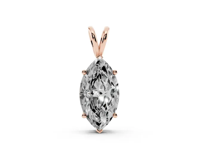 Marquise Lab-Grown Diamond Solitaire Pendant Necklace | V Split Bail | Rose Gold