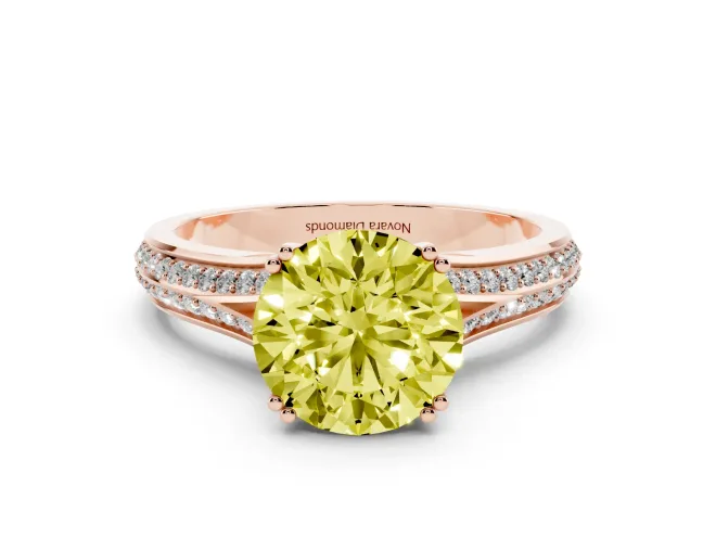 Round Split Shank Engagement Ring Setting for a Fancy Yellow Lab-Grown Diamond | Rose Gold