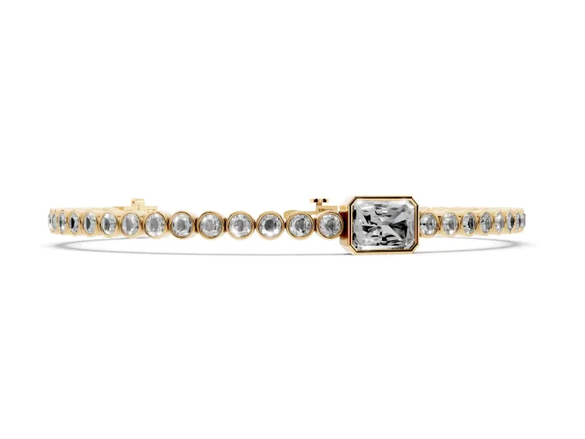 Round Lab-Grown Diamond Bezel Tennis Bracelet | Yellow Gold