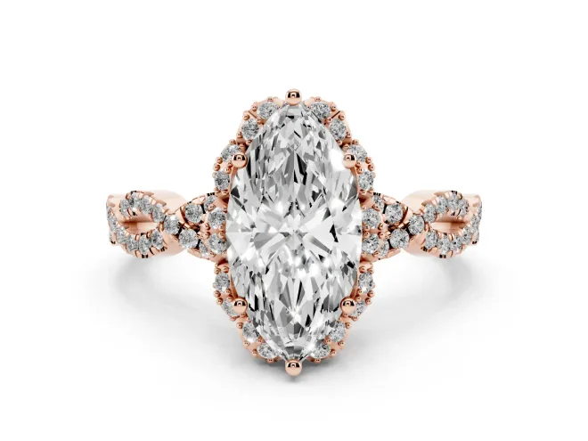 Marquise Milgrain Halo Engagement Ring Setting | Graduated Shoulders | Rose Gold