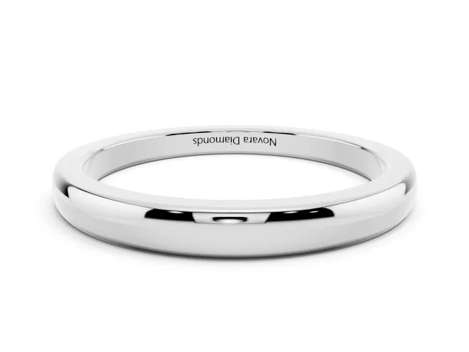 Plain Domed Wedding Band | Rounded Edges | White Gold