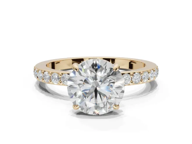 Round Hidden Halo Engagement Ring Setting | Yellow Gold