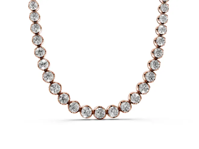 Round Lab-Grown Diamond Graduated Continuous Line Tennis Necklace | Prong Set | Rose Gold