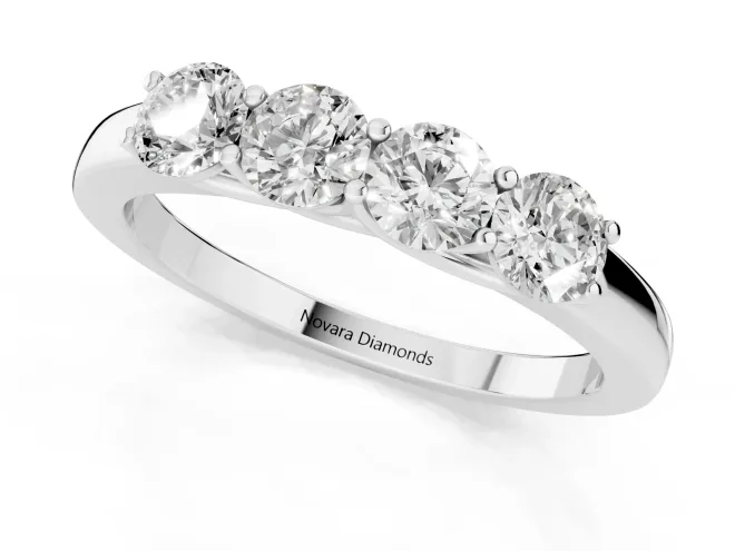 Round Diamond Four-Stone Band Set in Platinum with Prong Setting – second view