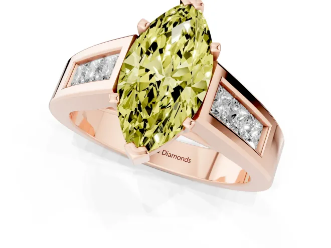 Marquise Channel-Set Engagement Ring Setting for a Fancy Yellow Lab-Grown Diamond | Rose Gold – second view
