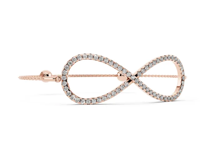 Round Lab-Grown Diamond Pavé Infinity Chain Bracelet | Open Figure Eight | Rose Gold