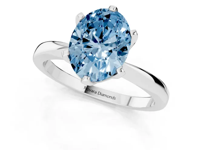 Oval Tapered Solitaire Engagement Ring Setting for a Fancy Blue Lab-Grown Diamond | Claw Prong Head | Sterling Silver – second view