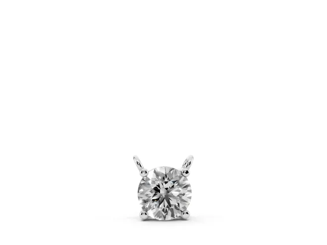 Round Lab-Grown Diamond Solitaire Pendant Necklace | Basket Setting | White Gold