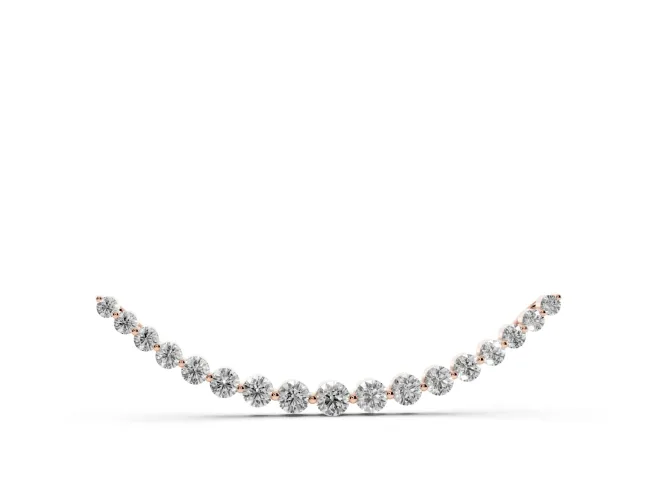Round Lab-Grown Diamond Graduated Curved Bar Necklace | Shared Prongs | Rose Gold