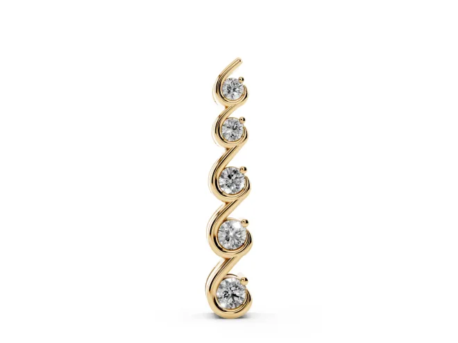 Round Lab-Grown Diamond S-Curve Wire Pendant Necklace | Prong Set | Yellow Gold