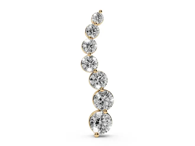 Round Lab-Grown Diamond Graduated S-Line Pendant Necklace | Shared Prongs | Yellow Gold
