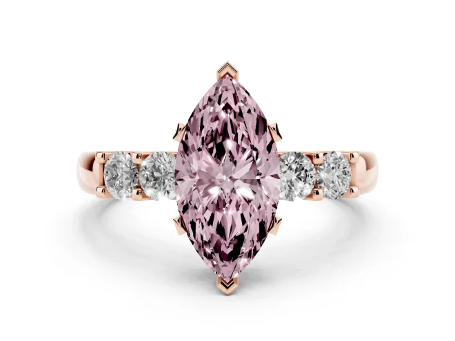 Marquise Five Stone Engagement Ring Setting for a Fancy Pink Lab-Grown Diamond | Rose Gold