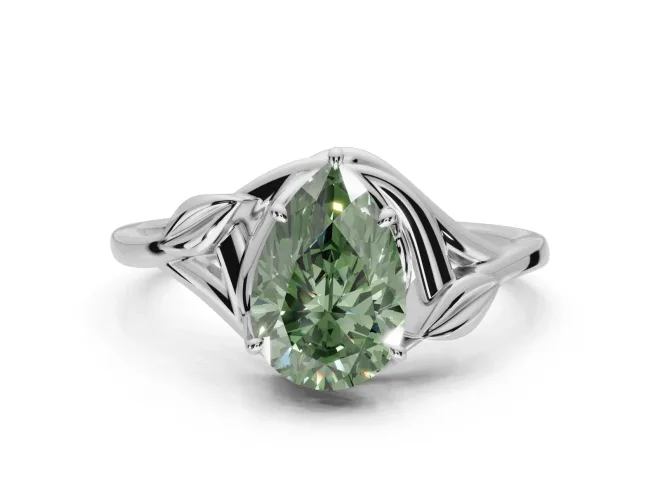 Pear-Shaped Bypass Solitaire Engagement Ring Setting for a Fancy Green Lab-Grown Diamond | Platinum
