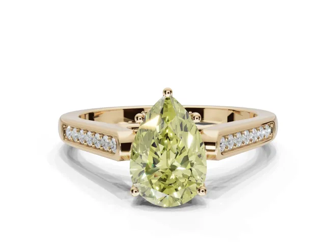 Pear-Shaped Engagement Ring Setting for a Fancy Yellow Lab-Grown Diamond | Yellow Gold - Design NV-24597