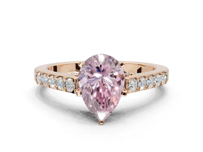 Pear-Shaped Pavé Solitaire Engagement Ring Setting for a Fancy Pink Lab-Grown Diamond | Crossover Gallery | Rose Gold