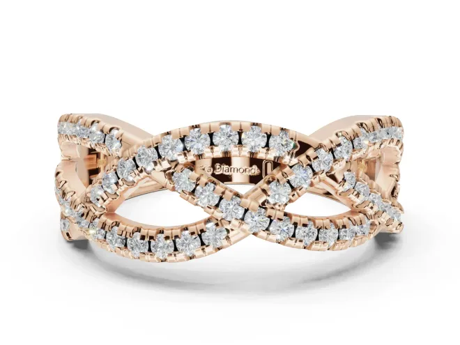 Round Lab-Grown Diamond Braided Pavé Wedding Band | Open Braid | Rose Gold
