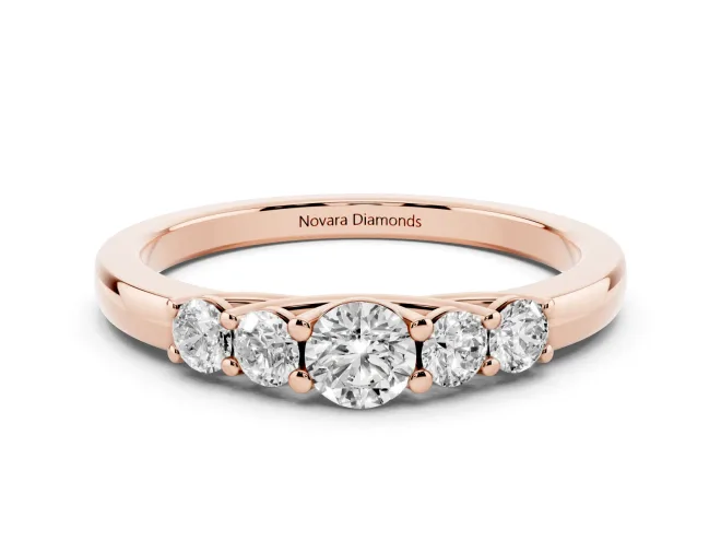 Round Lab-Grown Diamond Five-Stone Wedding Band | Trellis Gallery | Rose Gold